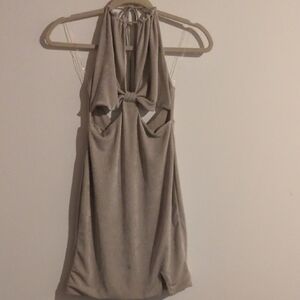 Fiesta Shimmering Halter Dress in Sand
